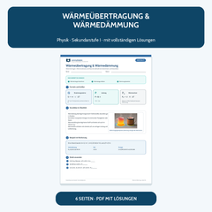 Wärmeübertragung und Wärmedämmung – kostenloses Physik-Arbeitsblatt mit Lösungen