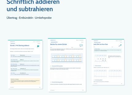 Unterrichtspaket Schriftlich addieren und subtrahieren: sieben Stunden, 29 Schülerseiten, zwei Tests und Excel-Auswertung