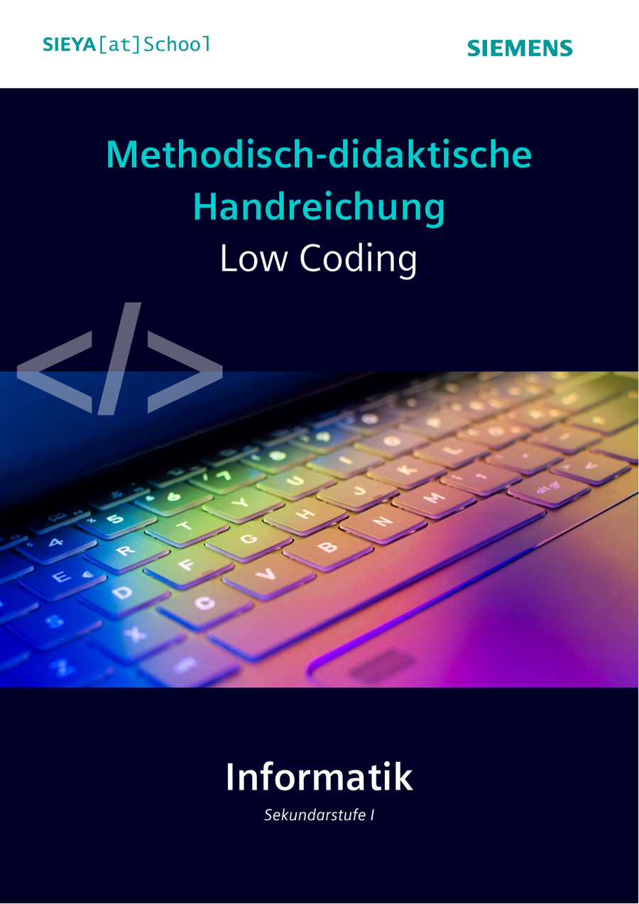 Titelbild der SIEYA at School Handreichung Low Coding für den Informatikunterricht