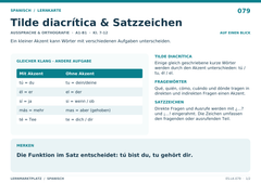 Tilde diacrítica & Satzzeichen – Spanisch Lernkarte A5