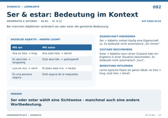 Ser & estar: Bedeutung im Kontext – Spanisch Lernkarte A5