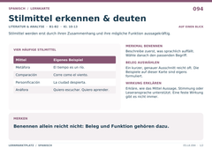 Stilmittel erkennen & deuten – Spanisch Lernkarte A5