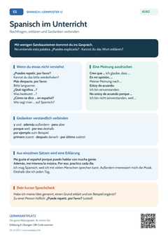 Spanisch im Unterricht – Redemittel & Satzverbindungen | Lernposter A4 & A3 (PDF)