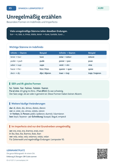 Spanisch Unregelmäßiges Indefinido und Imperfecto | Lernposter A4 & A3 (PDF)