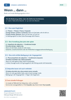 Spanisch Si-Sätze – reale und irreale Bedingungen | Lernposter A4 & A3 (PDF)