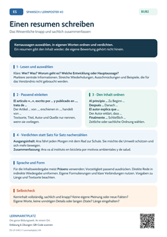 Spanisch Resumen – eine Zusammenfassung schreiben | Lernposter A4 & A3 (PDF)
