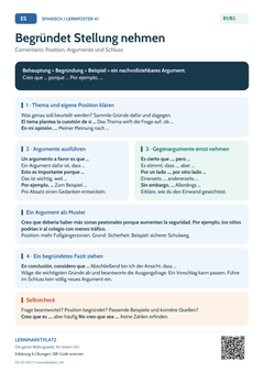 Spanisch Comentario – begründet Stellung nehmen | Lernposter A4 & A3 (PDF)