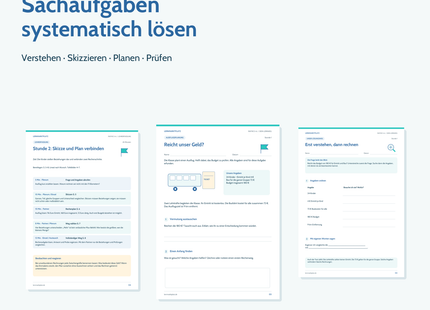 Unterrichtspaket Sachaufgaben systematisch lösen für Klasse 5–6: sechs Stunden, 29 Schülerseiten, zwei Tests und Excel-Auswertung