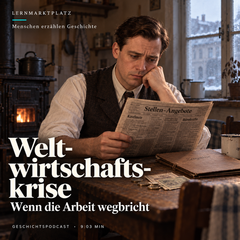 Weltwirtschaftskrise – Geschichtspodcast mit Arbeitsblatt, Transkript & Lösungen