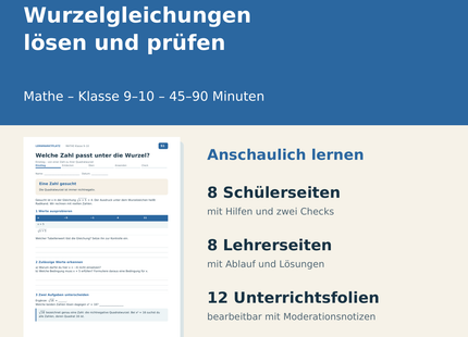 Wurzelgleichungen lösen und prüfen – Paketübersicht für Klasse 9–10